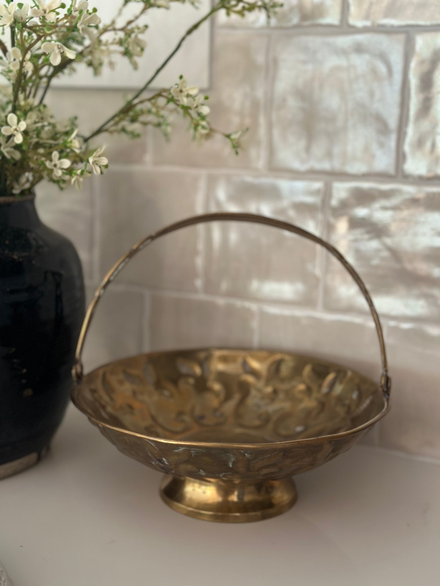 Brass bowl with handle