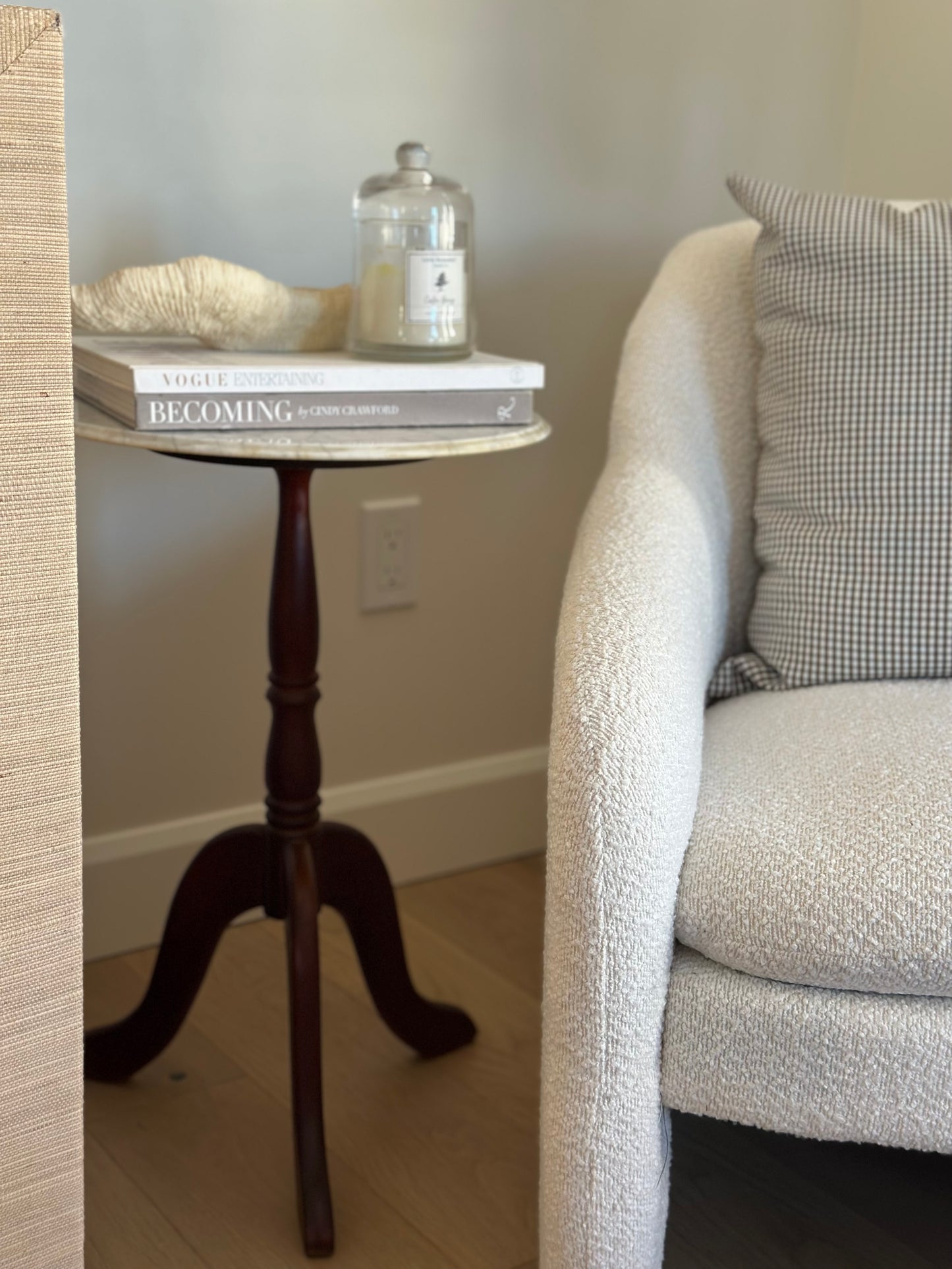 Antique marble & wood side table