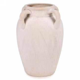 Antique textured ivory vase with handles