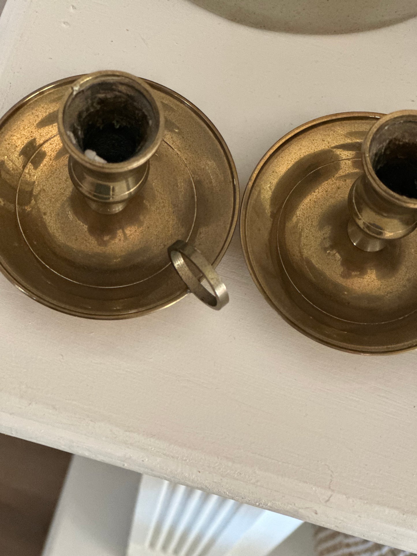 Pair of brass candle holders