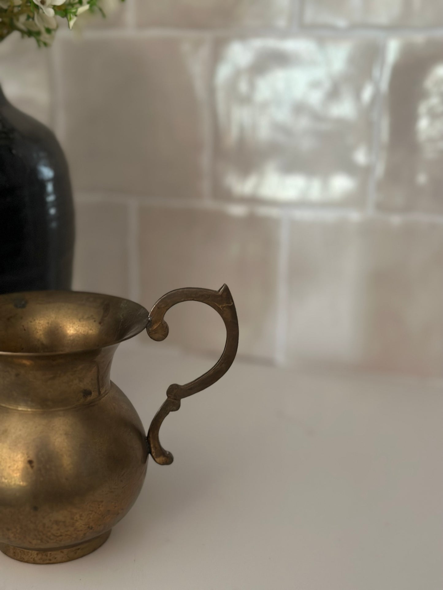 Brass pitcher with handle