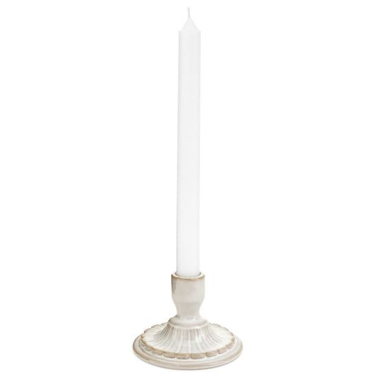 CANDLE HOLDER PORCELAIN EMBOSSED DSGNS ANT WHITE
