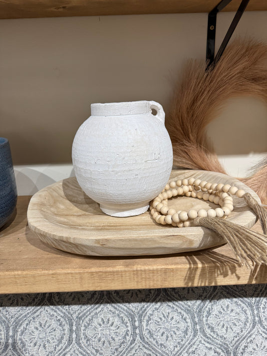 White terracotta vase w/one handle