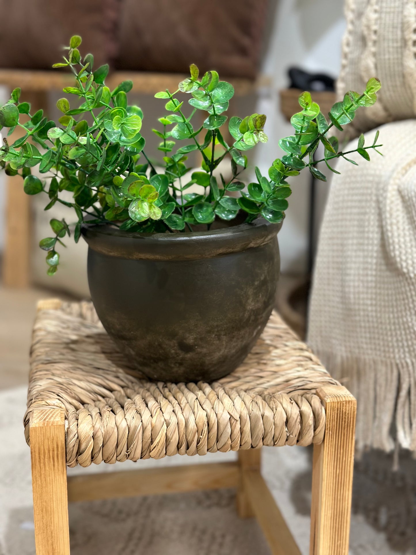 Small vintage brown clay pot