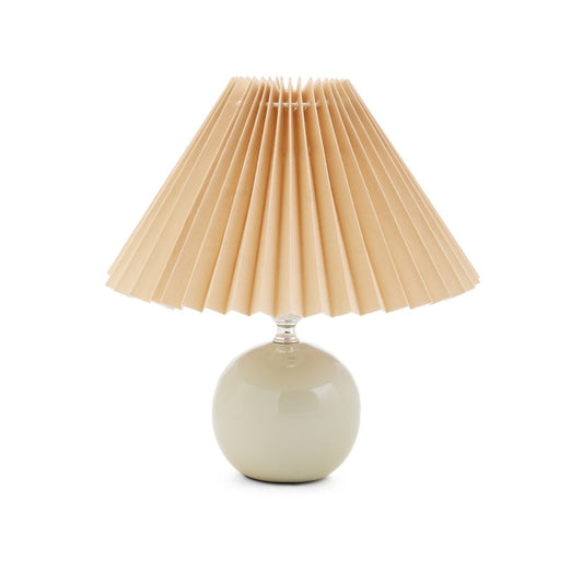 TABLE LAMP CERAMIC PLEATED SHADE PISTACHIO-BEIGE