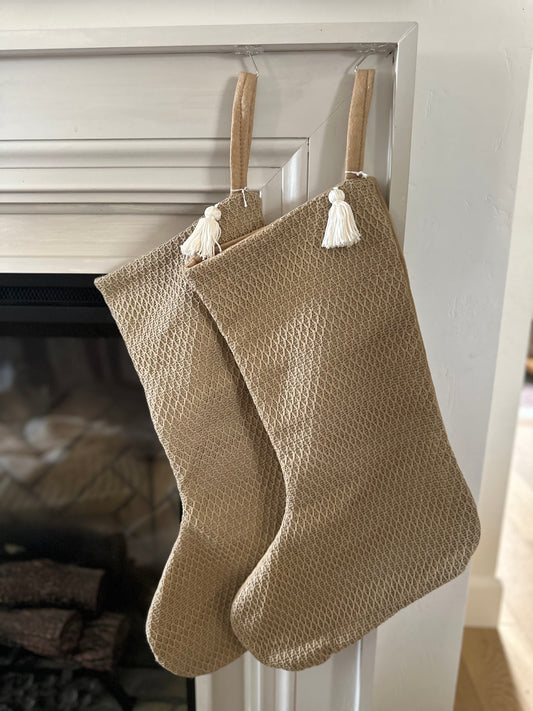 Cream linen stitch stocking