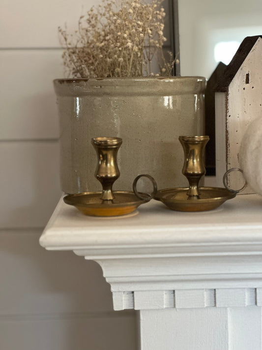 Pair of brass candle holders