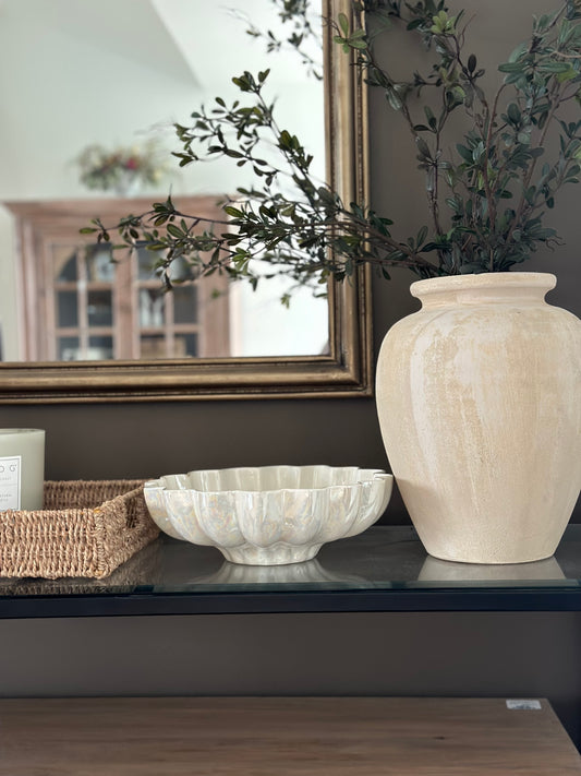 White fluted handcrafted bowl