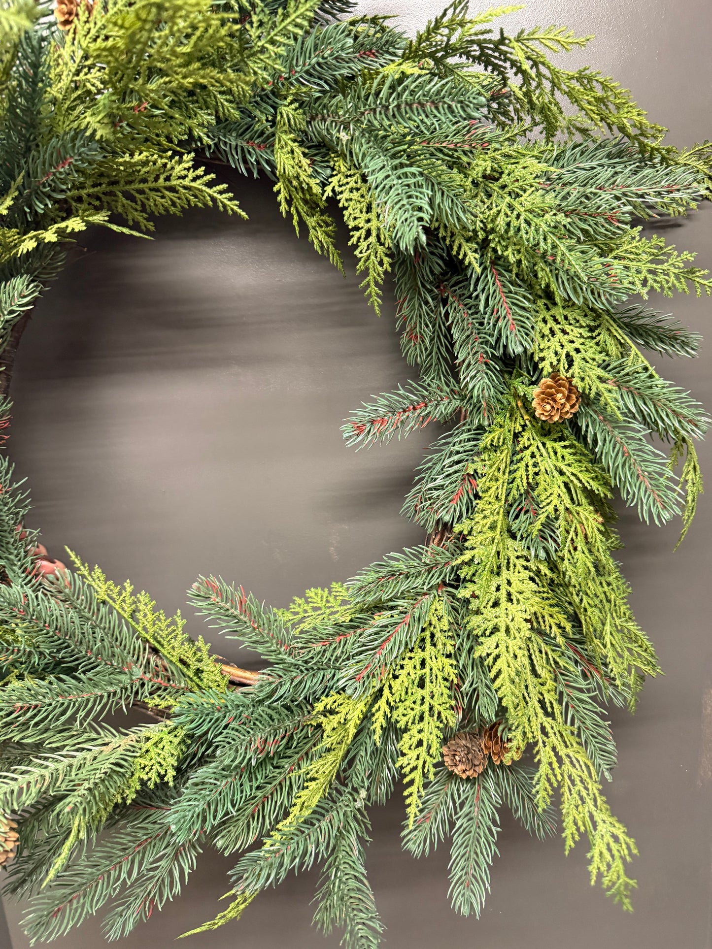 24” Faux Pine Wreath with pinecone
