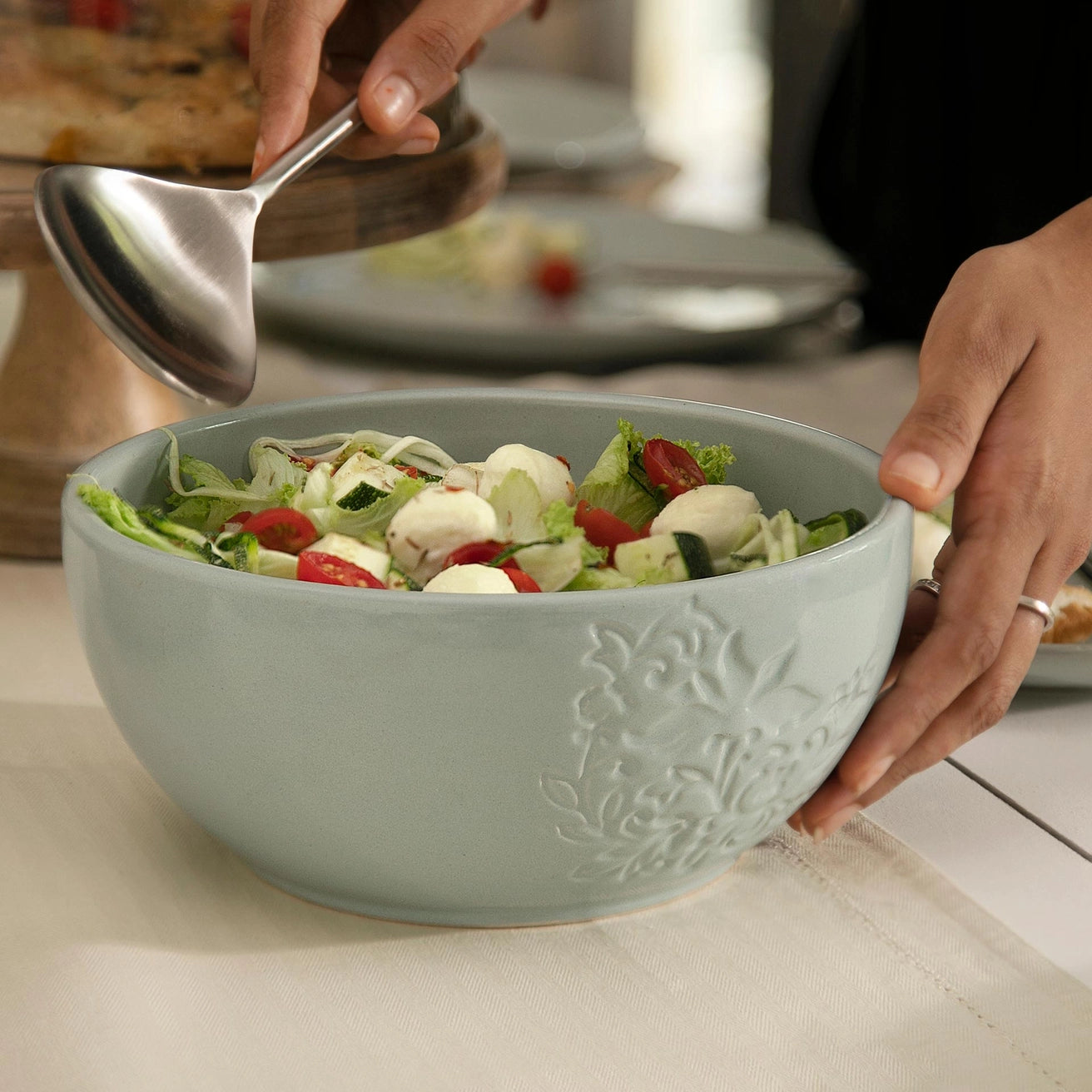 Upper Crust Serving Bowl-Aqua Blue