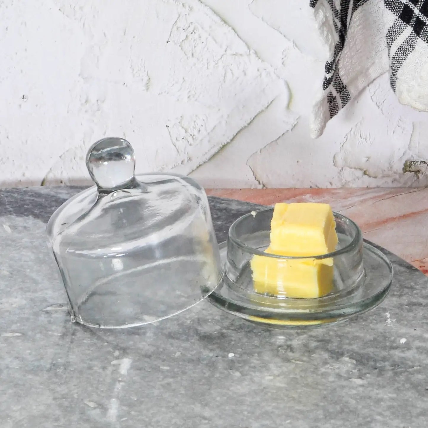 Clear butter dish