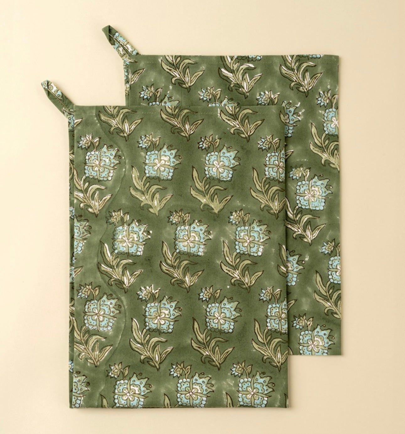 Indaba Elowen Block Print Tea Towels-Set of 2