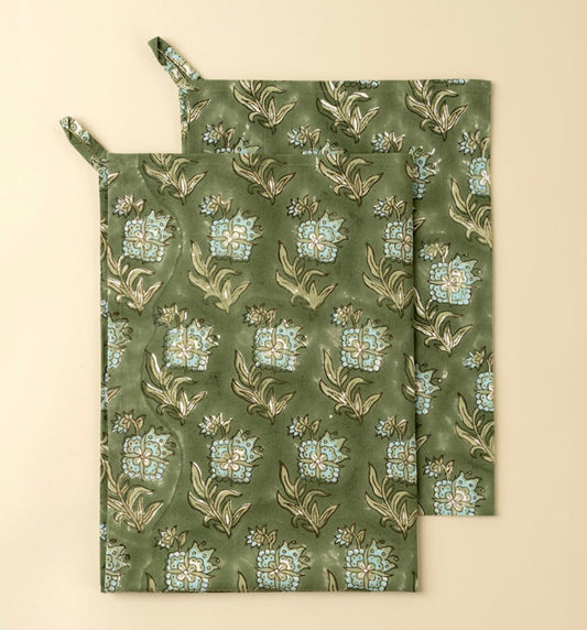 Indaba Elowen Block Print Tea Towels-Set of 2