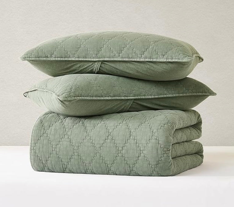 Muslin Cotton Quilt w/2 Shams-Queen