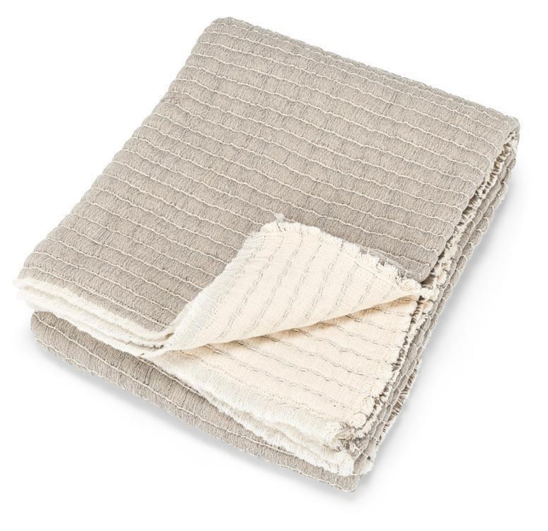 Overstitch Kantha Throw-Gray