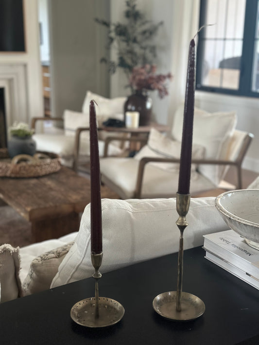 Pair of Burgundy Candle tapers 10” by