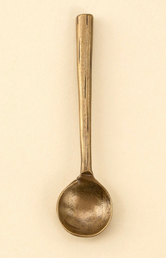 Small Aged Brass Salt Spoon
