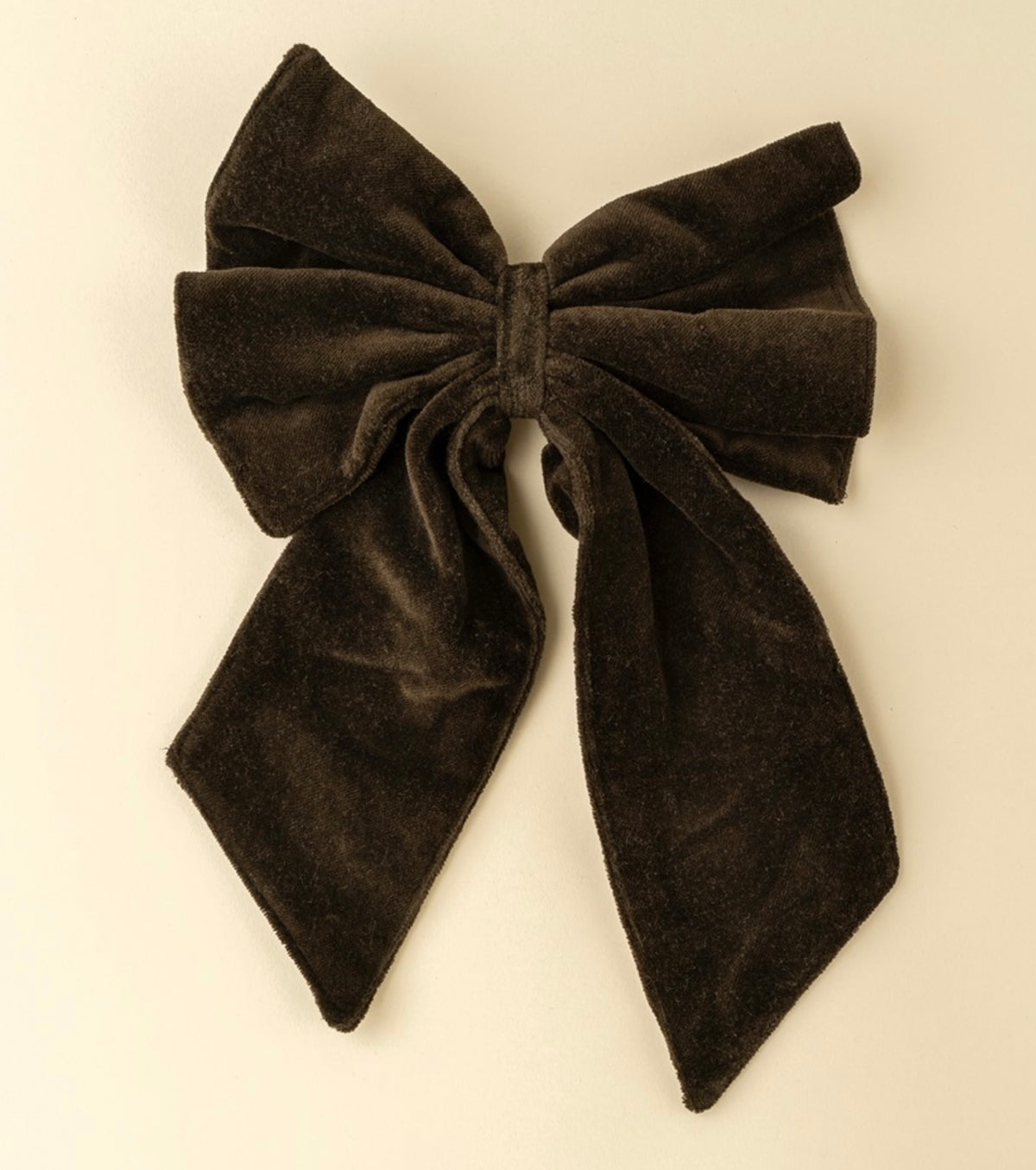 Velvet Bow with Clip-Chocolate/Sage/Cypress