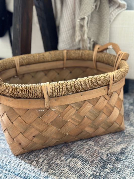 Woven Tobacco Basket with handles