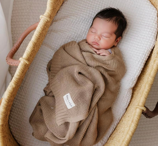 Bleu La La Organic Cotton Blanket-Mocha