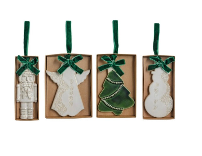 White Christmas Assorted Ceramic Ornaments