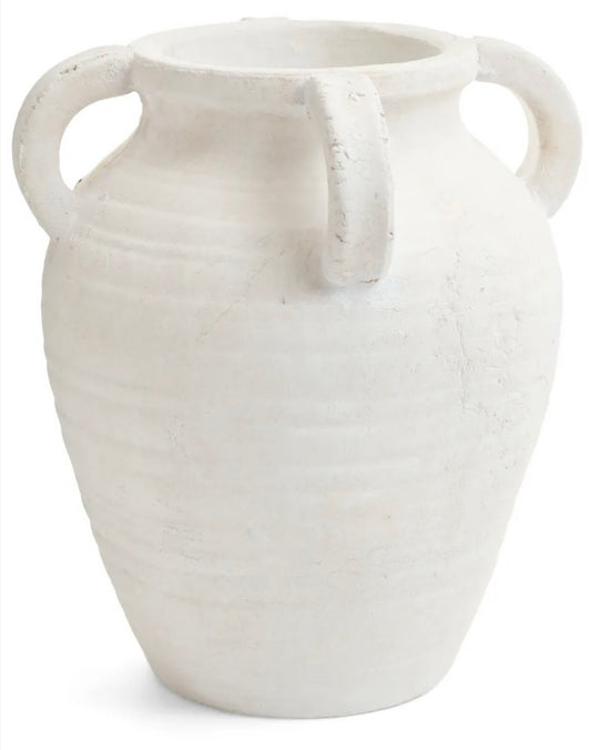White Terracotta Vase with Four Handles