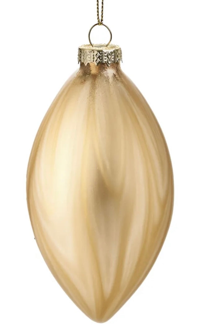 Ornament Oval Glass-Clear/Gold