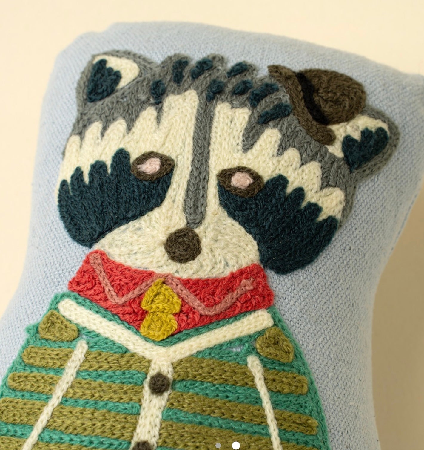 Indaba Embroidered Raccoon Cushion