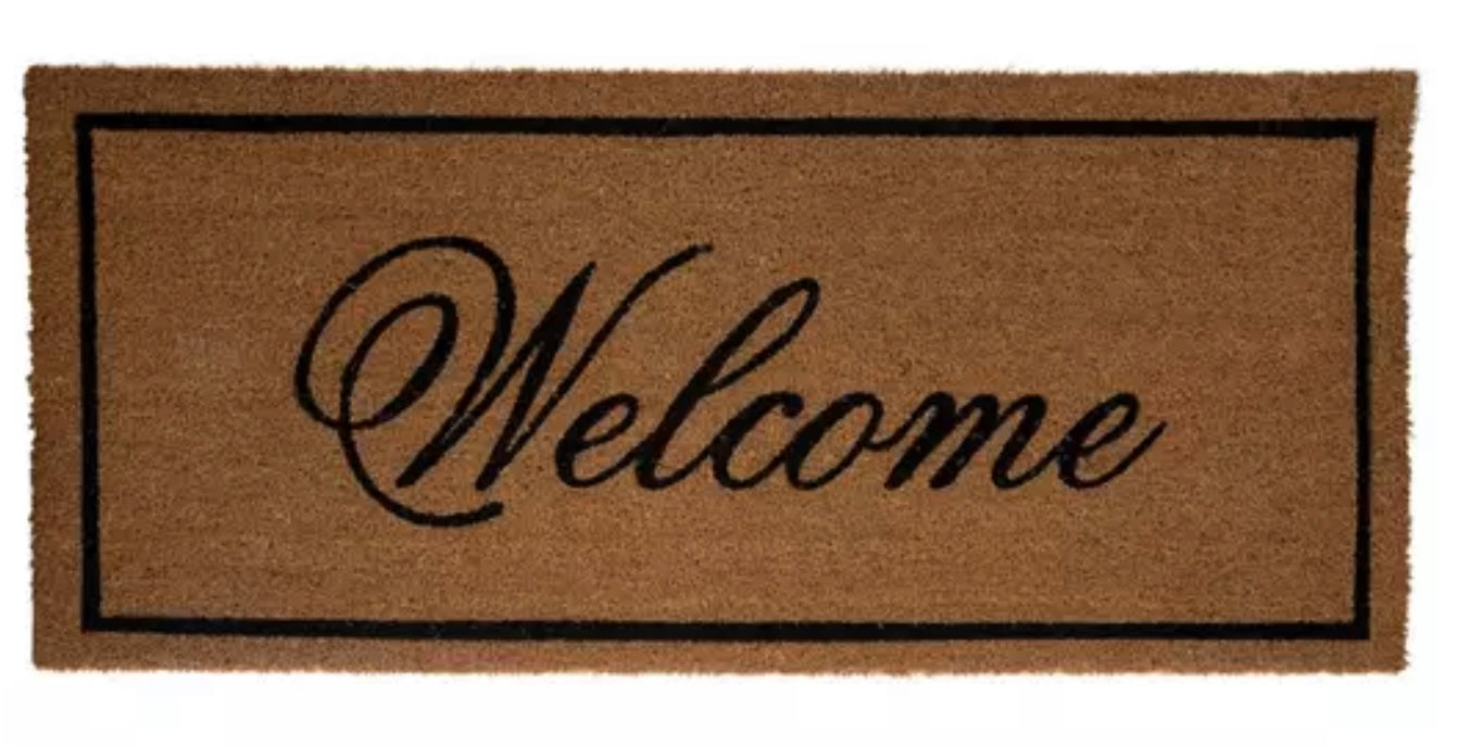 Coir Welcome Mat -Trimmed in Black