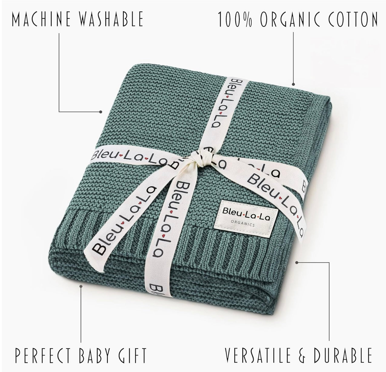 Blue La La Organic Cotton Blanket - Sage
