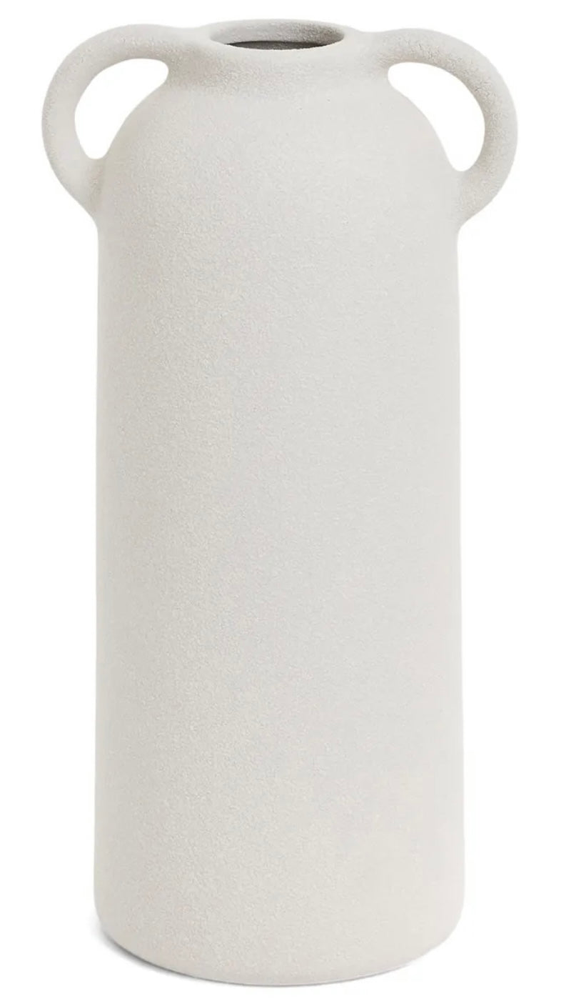 White Textured Vase with Two Handles