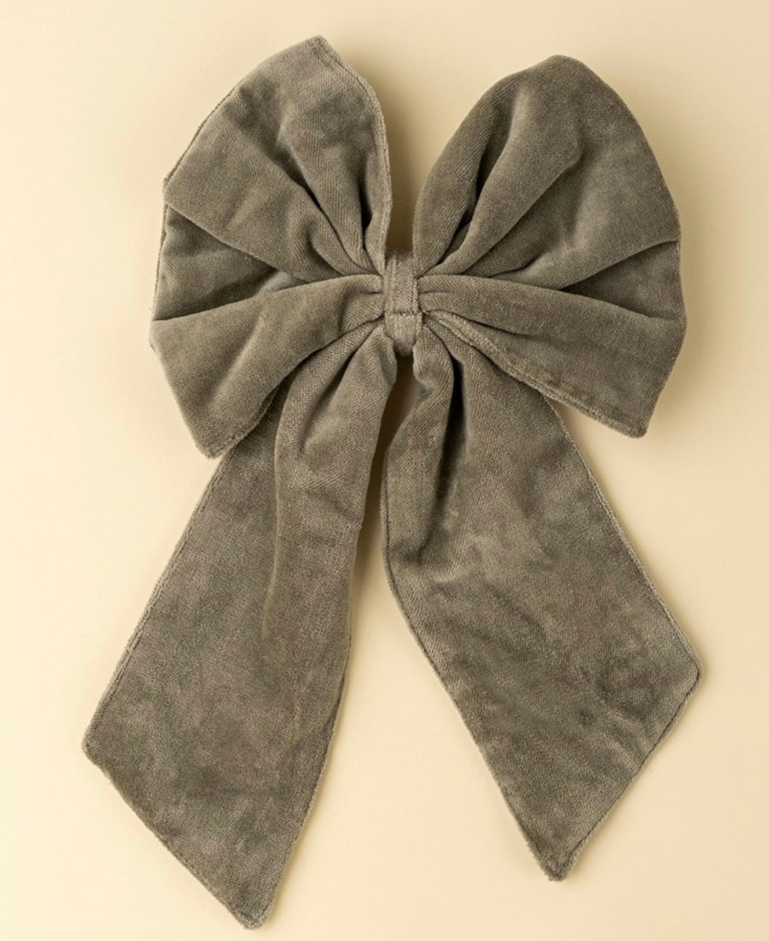 Velvet Bow with Clip-Chocolate/Sage/Cypress