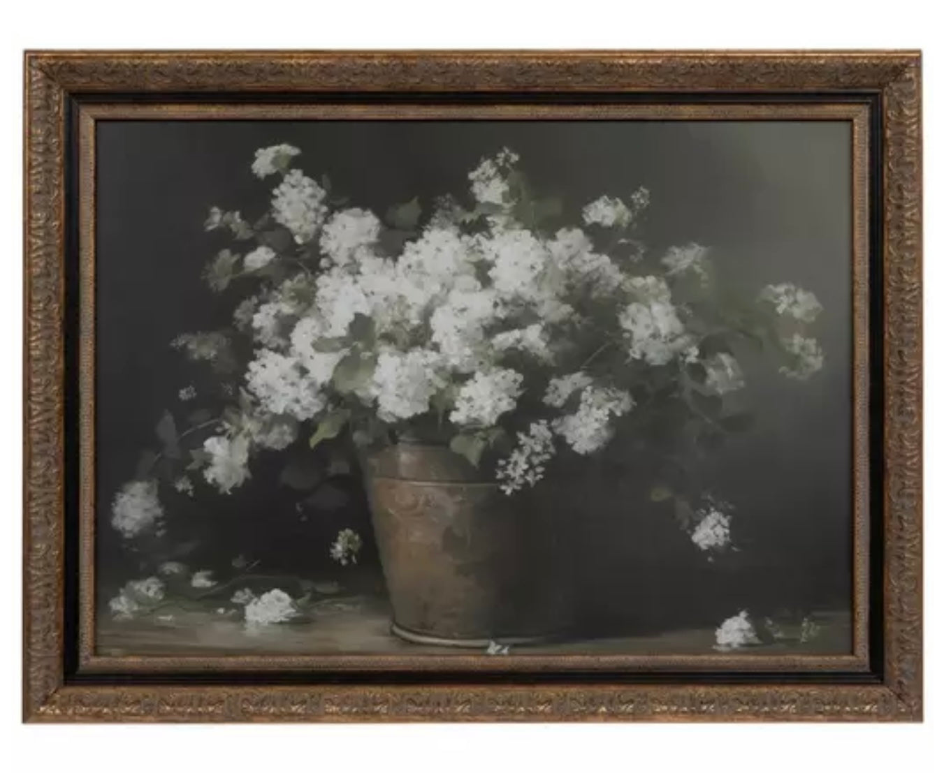 White Flowers in Bucket Wall Art