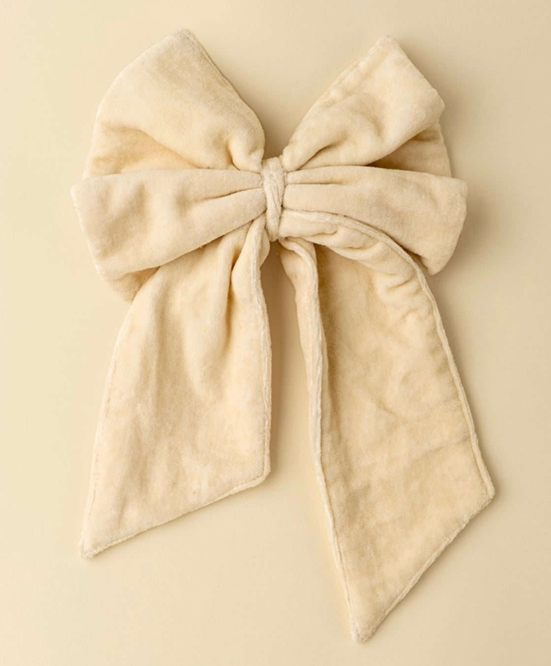 Velvet Bow with Clip-Ivory
