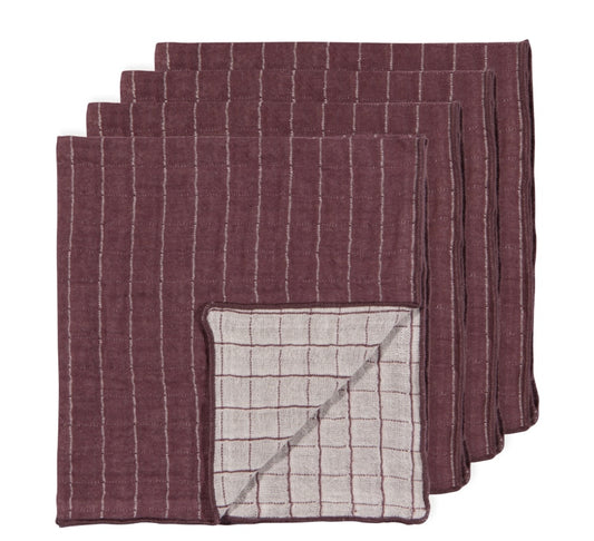 Double Weave Napkins Set of 4-Ash Plum