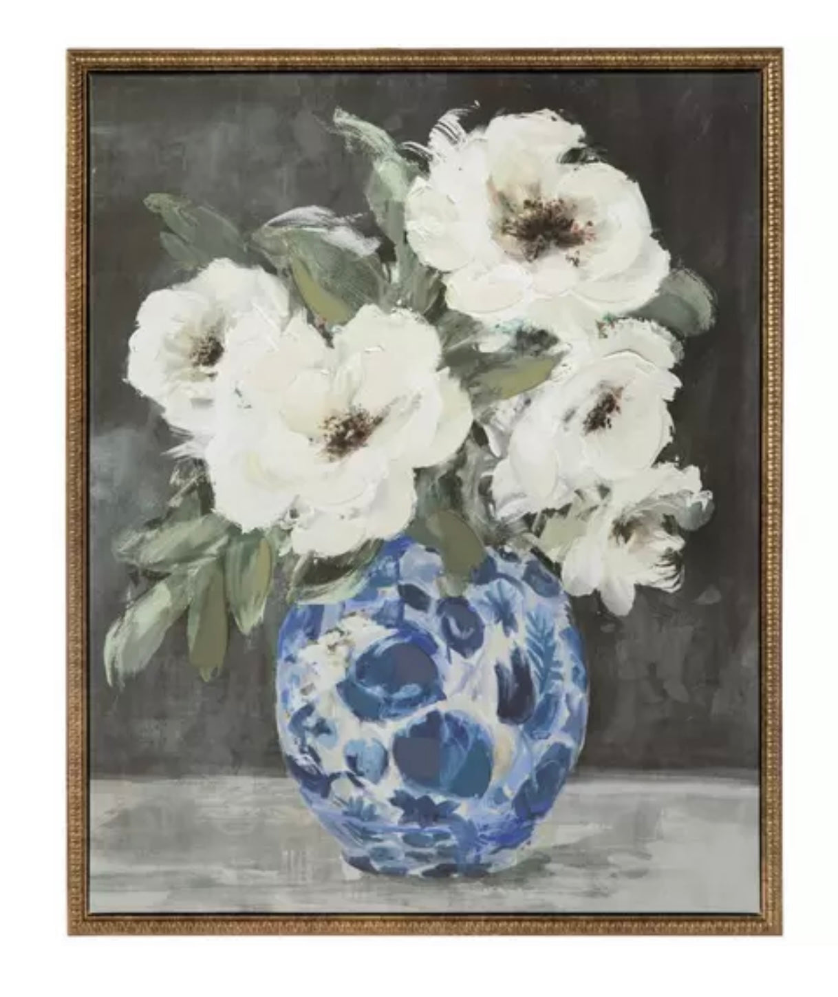 White Flowers Framed Canvas