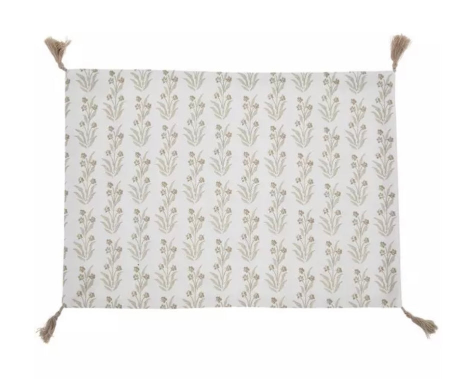 Reversible Placemat-Taupe & White Floral