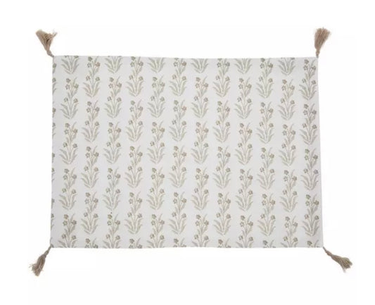 Reversible Placemat-Taupe & White Floral