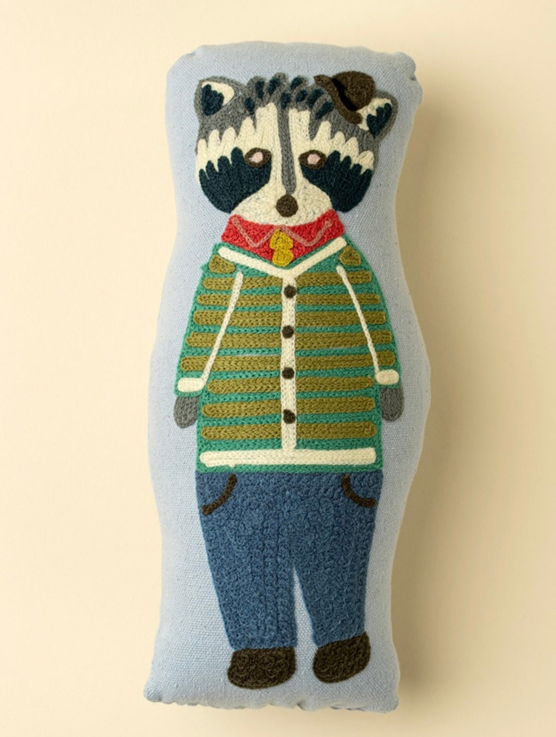 Indaba Embroidered Raccoon Cushion