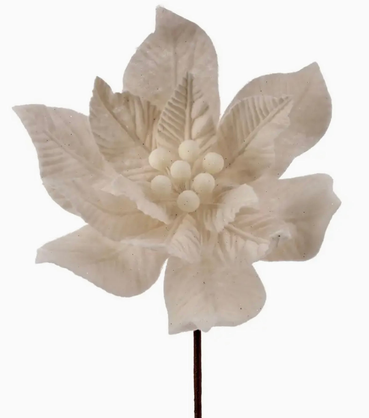 Felt Poinsetta Stem-Ivory