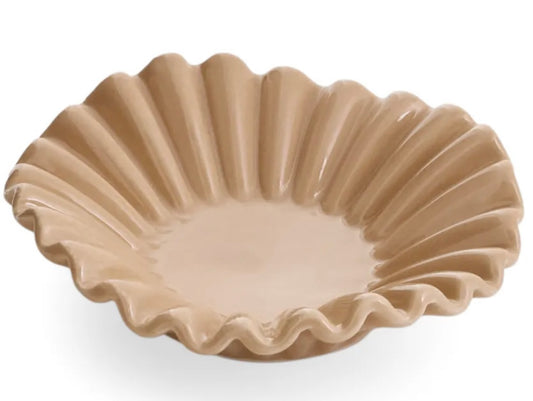 Small Ceramic Ripple Bowl -Beige