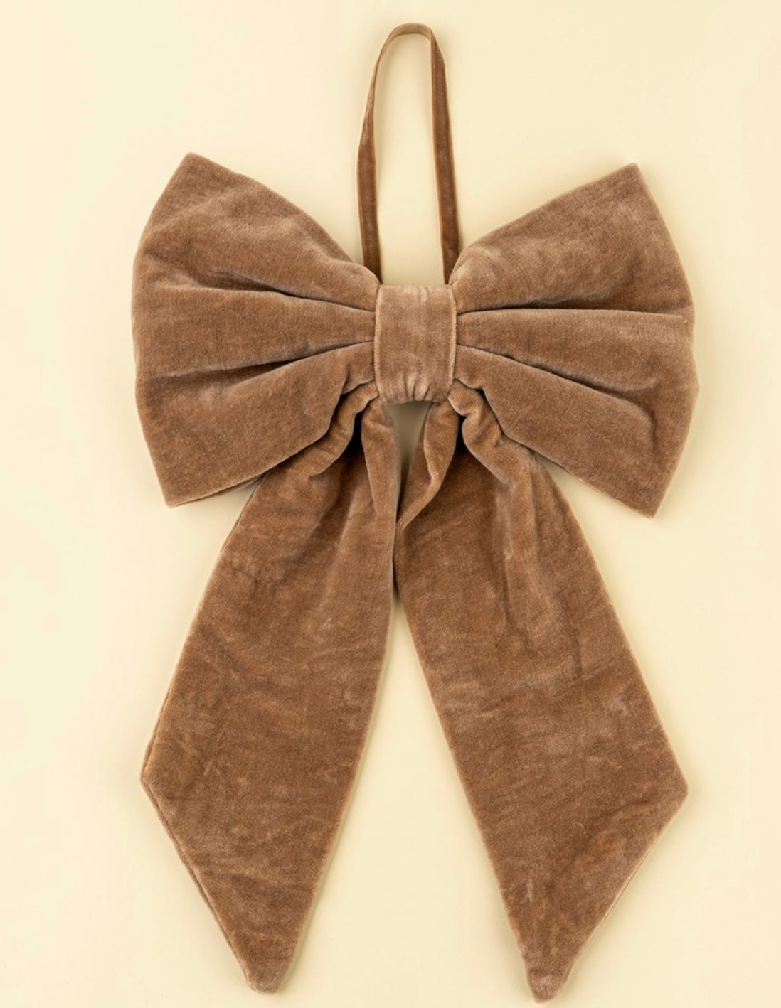 Large Velvet Bow Hanger-Latte