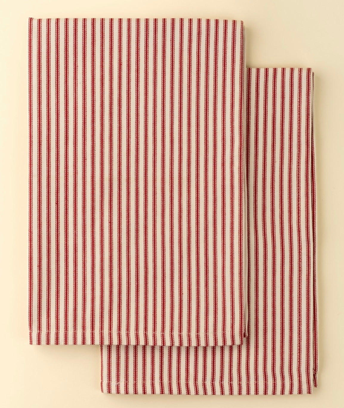 Set of 2 Red Ticking Tea Towels