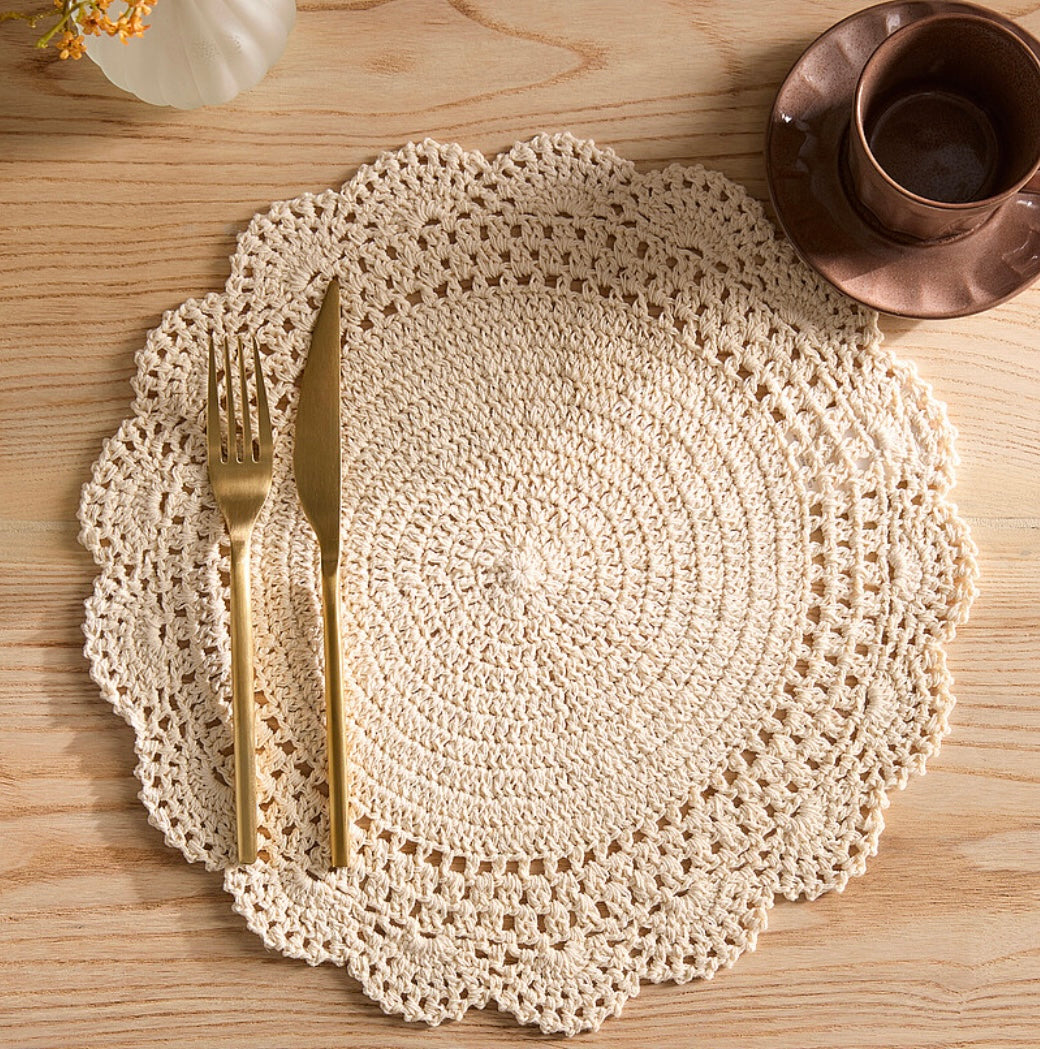 Cream crochet placemat