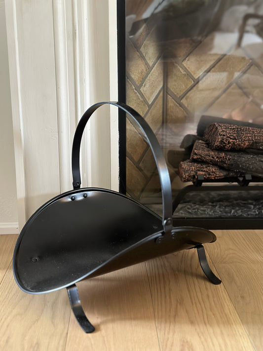 Vintage Black Log Holder with legs