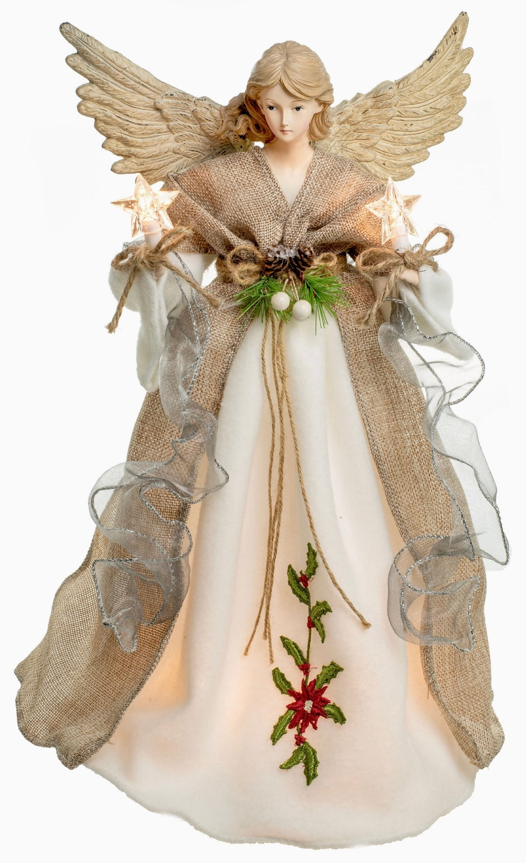 Brown/White 10-light Angel Tree Topper