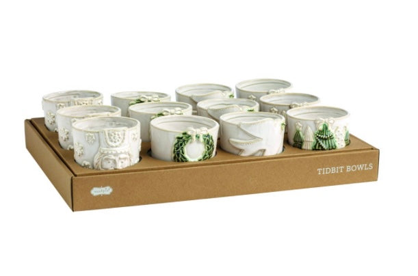 White Christmas Tidbit Bowl-Asst
