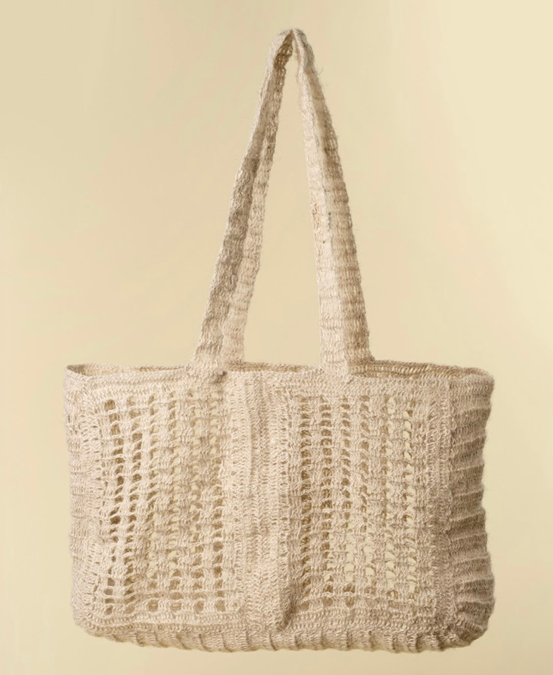 Crocheted Jute Market Bag-Bleached