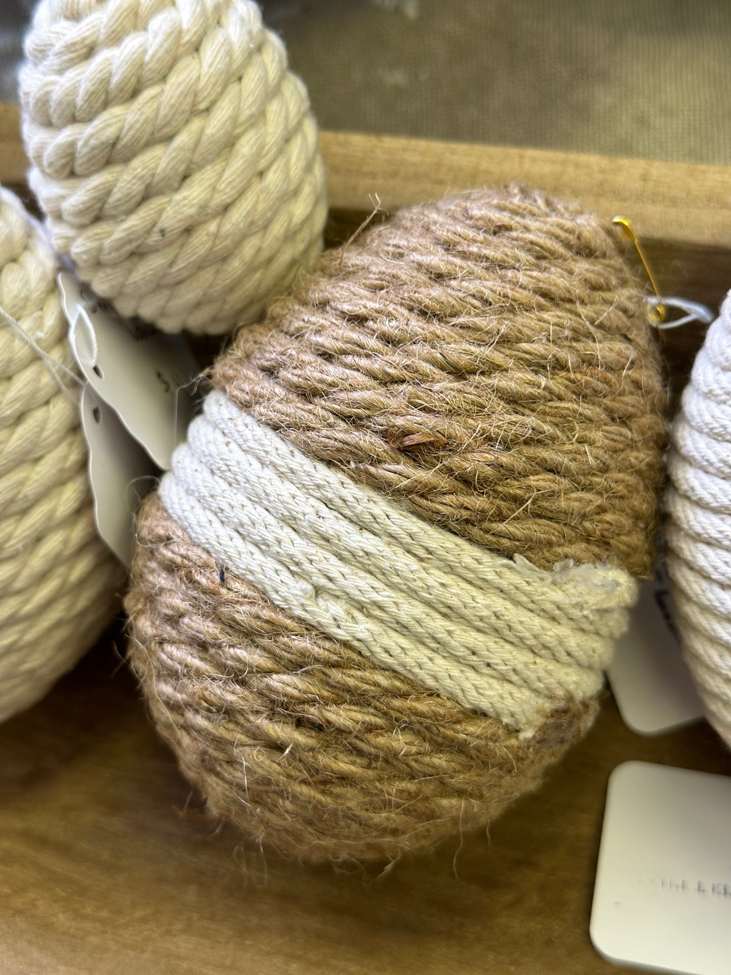 Large woven jute/ cream mix egg