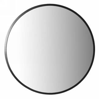 Large round black trim mirror